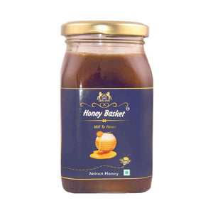 buy jamun honey which has lots of health benefits from honeybasket front side of the bottle